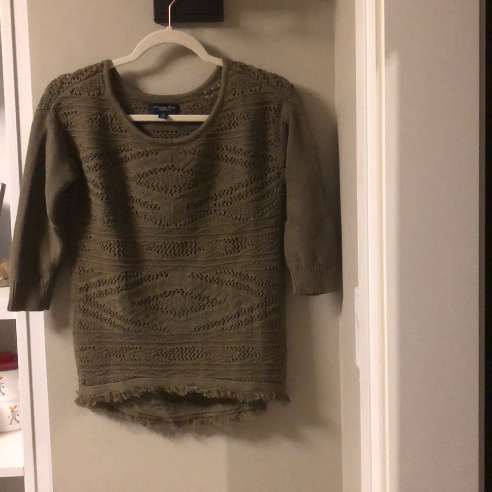 American Eagle Outfitters | Green Half Sleeve Knitted Sweater